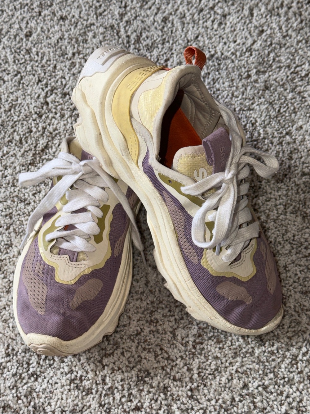 Sorel Women's Lavender and Cream Chunky Lace-Up Hiking Sneakers